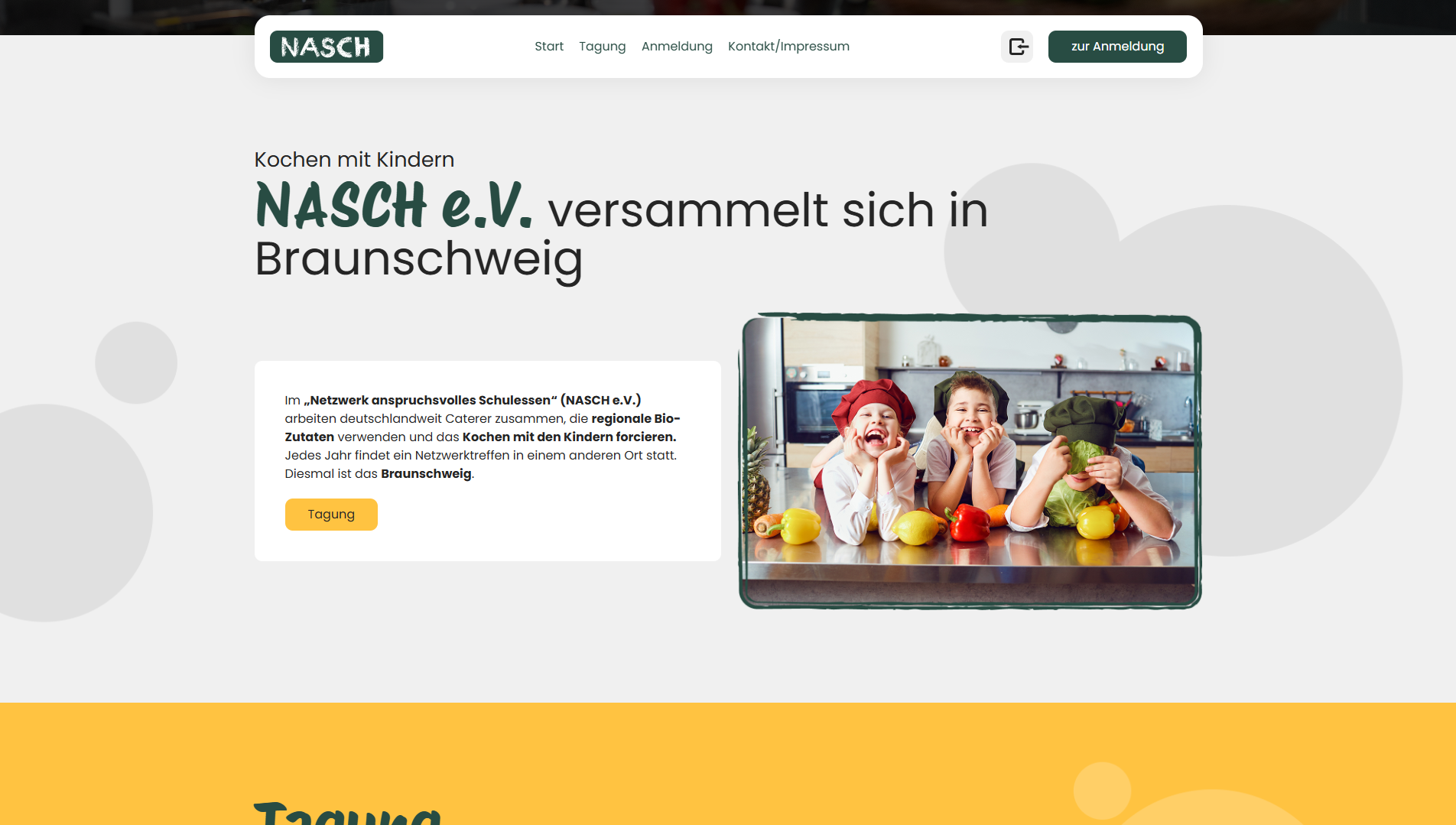 Landingpage des Vereins NASCH e.V. mit Informationen zur Veranstaltung in Braunschweig